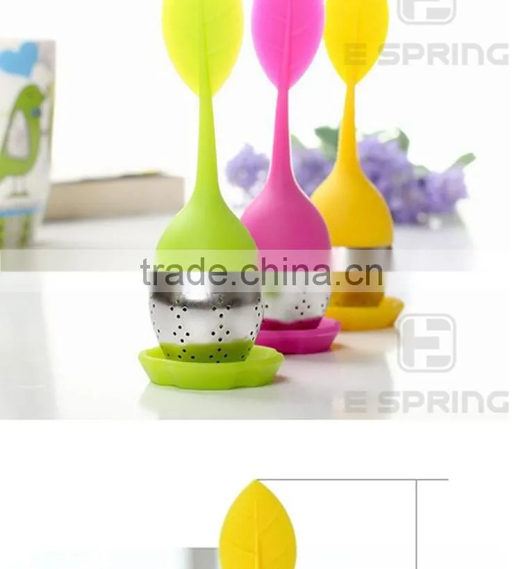 Novelty leaves shaped stainless ball for silicone tea infuser