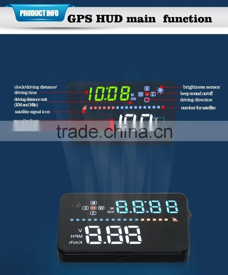 Car HUD A3 3.5 inch Screen GPS Head Up Display With Speedometer Kmh/MPH Speeding Warning Compass Compatible For OBD1 OBD2 Car