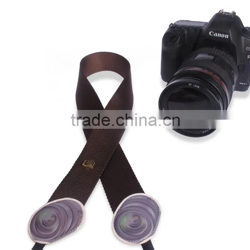 Factory supply LYNCA LM series fashion colorful camera shoulder strap with lens coffea pattern
