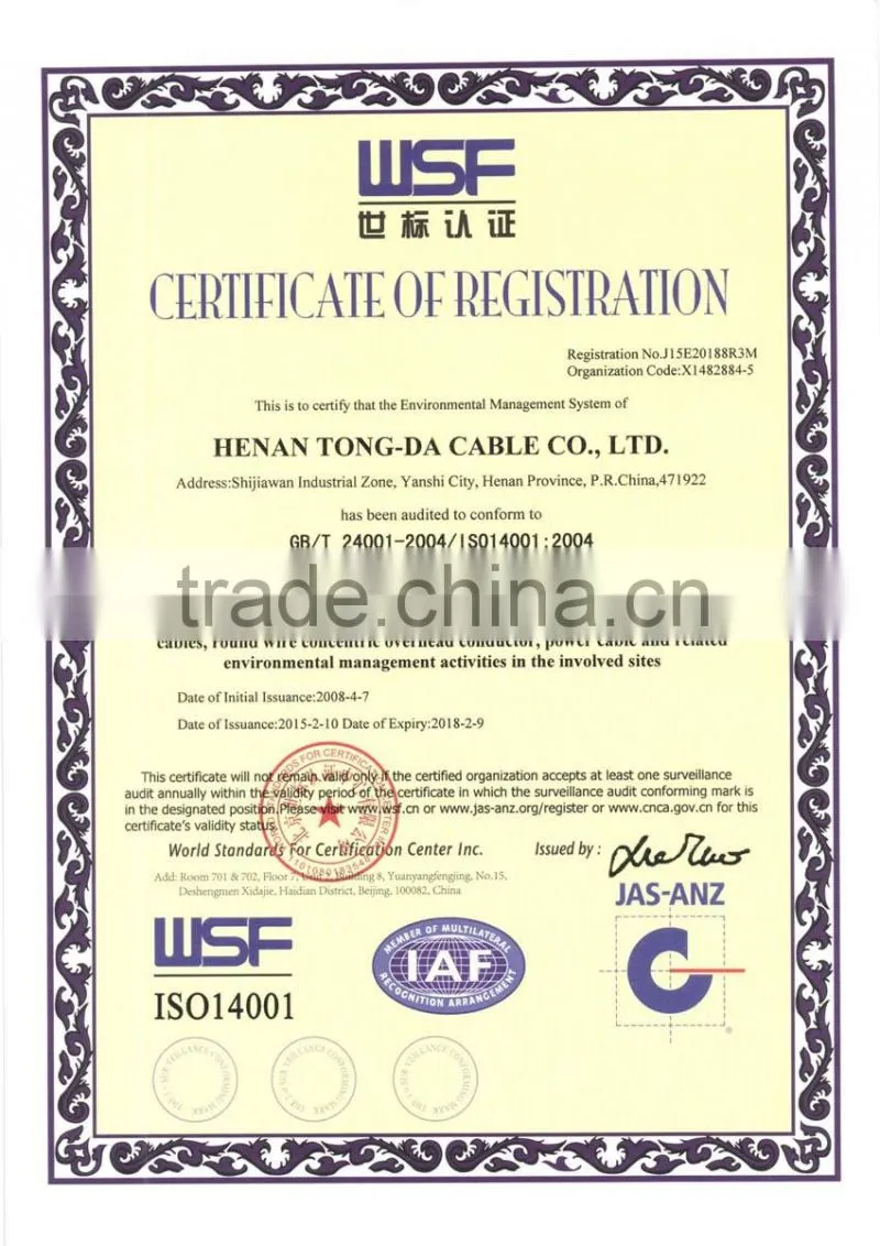 BV Cable manufacture with CCC certificate