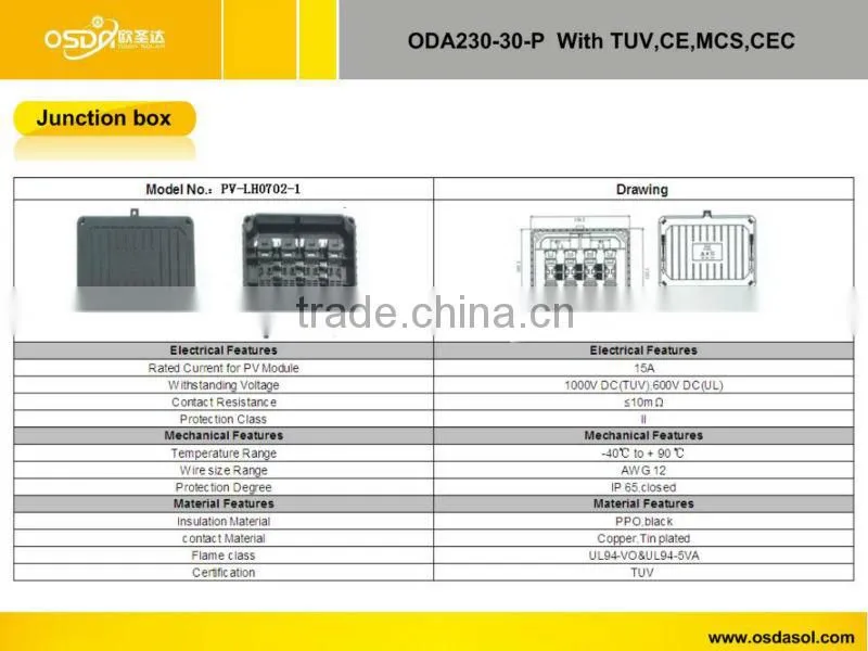 TUV MCS CEC certificated polycrystalline 230W solar panel
