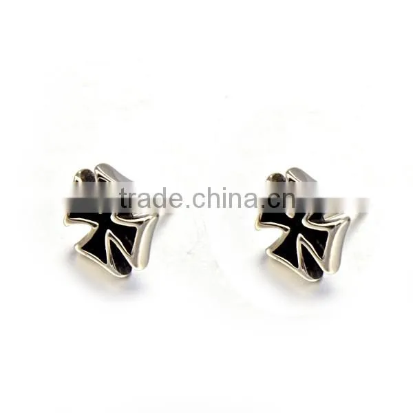2016 Religious Unisex Jewelry Enamel Silver Punks Stainless Steel Cross Stud Earring
