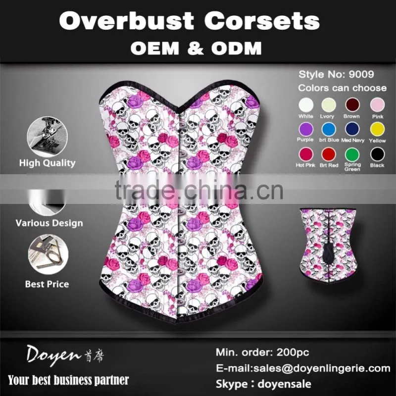 China wholesale Factory price women steampunk corset skull print waist training