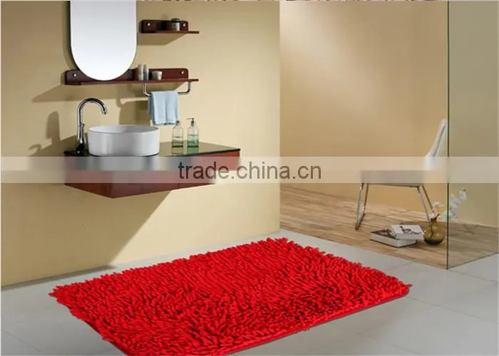washable shiny chenille non slip 3 pieces bathroom floor mat sets
