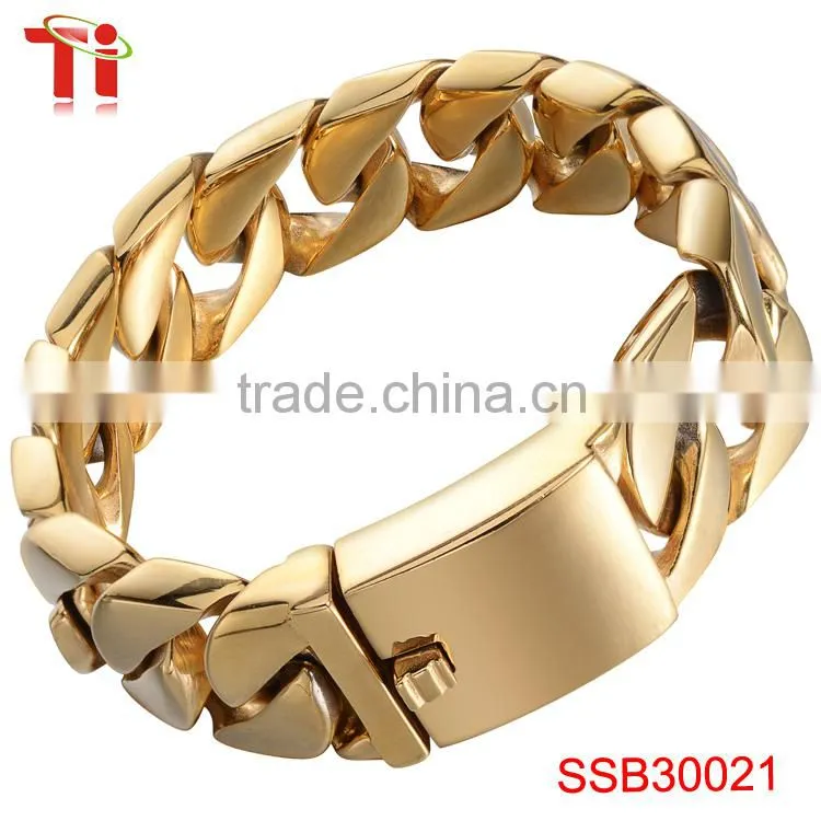 High quality men's bracelet 2016, fashion gold plated chain bracelet, wholesale new products bracelet