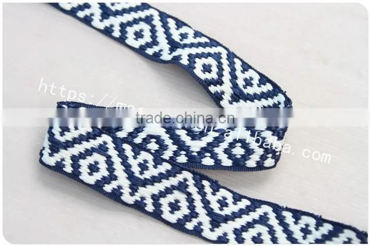 High quality polyester 20mm ethnic woven yarn dyed webbing for garment