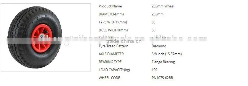 Top quality 410/350-4 plastic centred pneumatic wheels