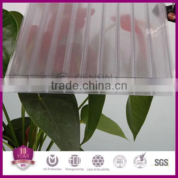 Low U-value 100% Virgin Raw PC Resin 80 Micron UV Coating 38mm Thickness 8-wall Diamond Structure Polycarbonate Sheet Multiwall