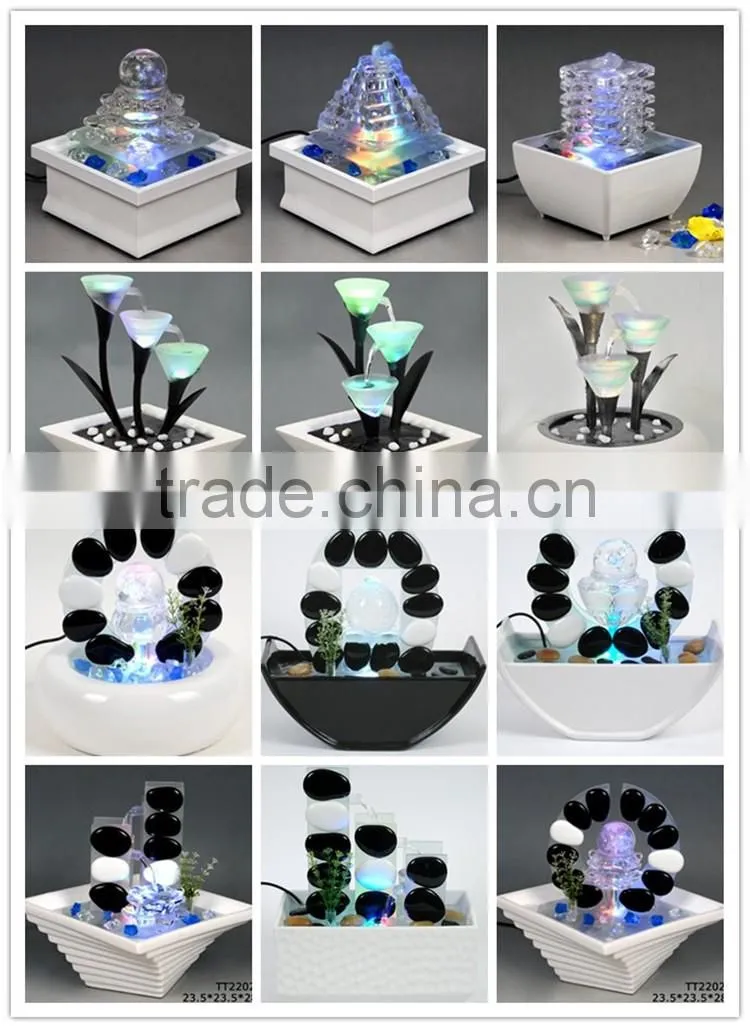 wall-mounted water fountain with led light for home decoration