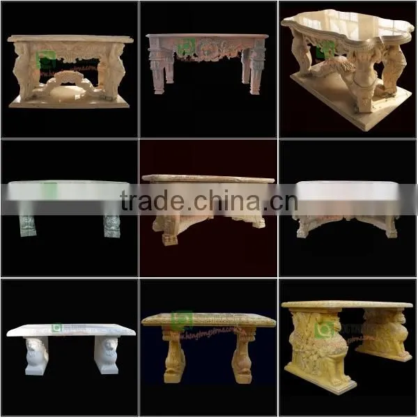 Yellow Travertine Outdoor Table with Cherub