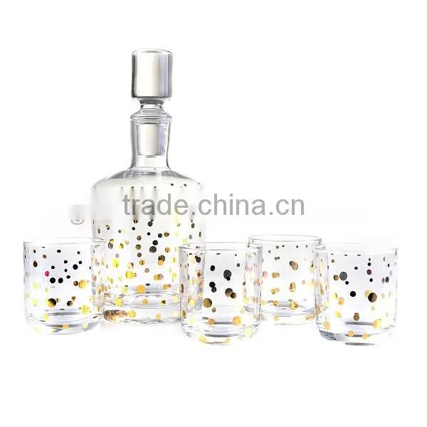 set 6 Luxury Wine Glass Bottle with four glass cups