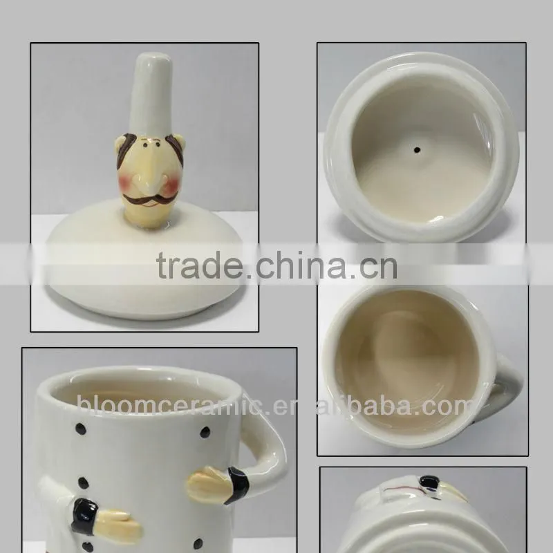 Hand painting chef shape cookie jar
