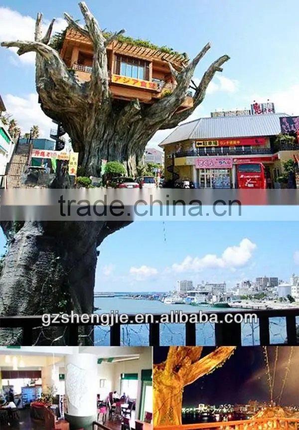 China manufacturer make imitated decorative artificial ficus banyan tree house for outside decoration