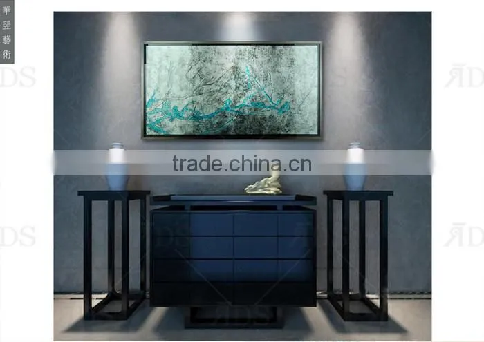 Framed Handmade carve pattens with silver leaf MDF modern glass wall art decor