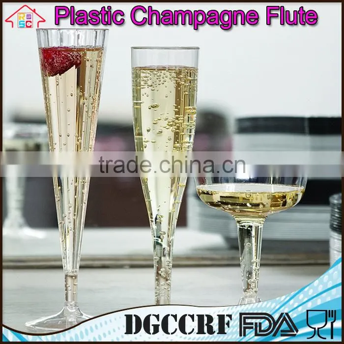 NBRSC Promotional Disposable hard Plastic champagne flutes party wine glasses cups