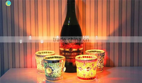Round shape mosaic candle holder for holidays