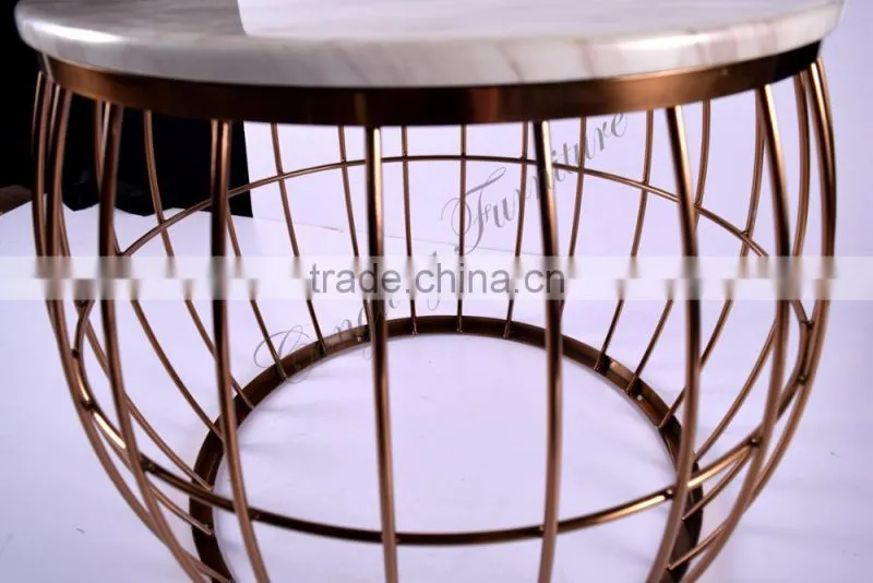 European style coffee table glass side table stainless steel gold side table C8099