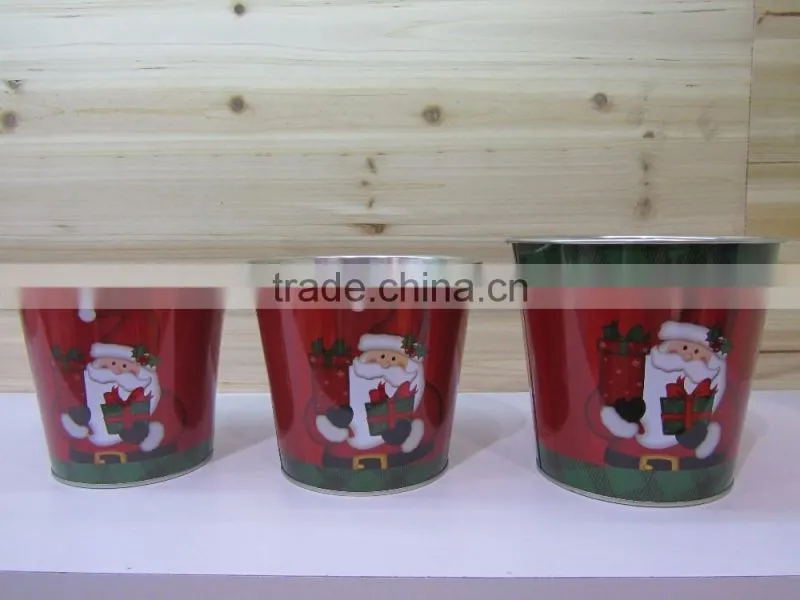 Christmas metal ice bucket / gift tin bucket / metal beer bucket
