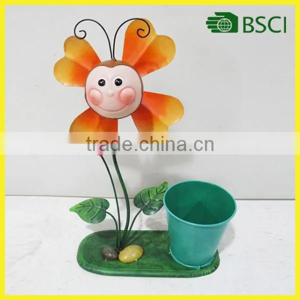 2016 Hot sale metal garden ladybird windmill flower pot