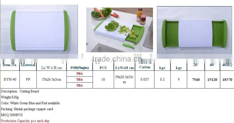 Best selling durable non-slip over high quality over the sink chopping board
