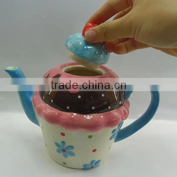 Factory direct wholesale cupcake design ceramic teapot set
