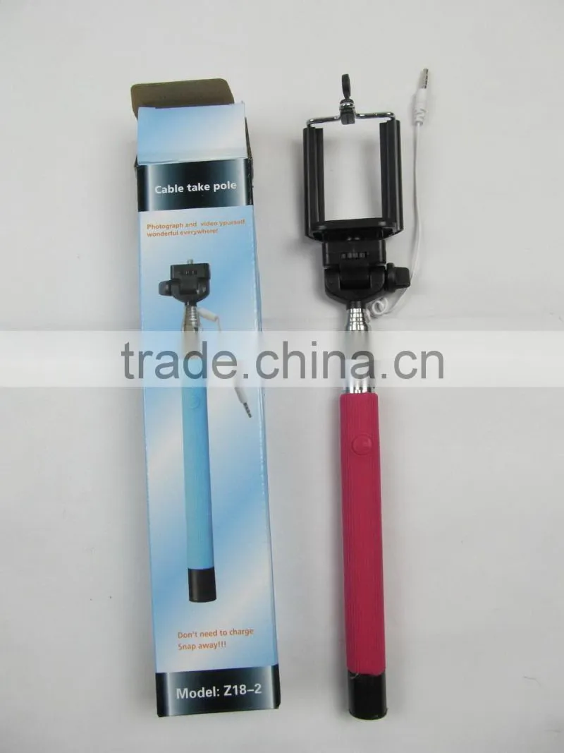Extendable Selfie Handheld Stick Monopod with Adjustablee Holder and With Cable Remote Shutter for iphone and Android Phones