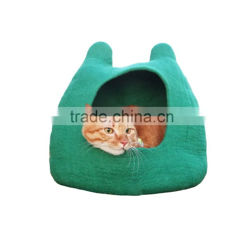 Cats House Handmade Cat Bed Natural Wool Felt Comfy Cave for All Cats and Small Dogs Machine Washable