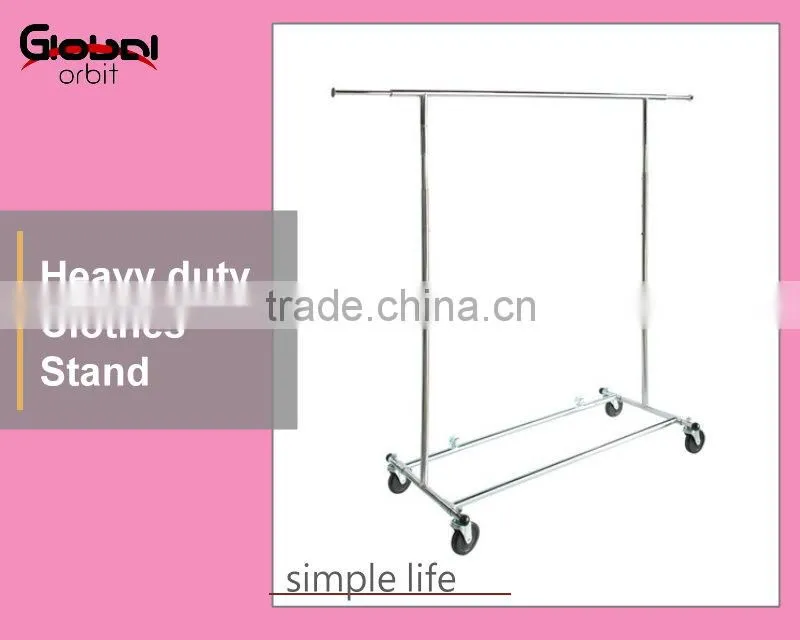Movable Clothes Hanging Rack Steel Pipe Storage Rolling Garment Rack