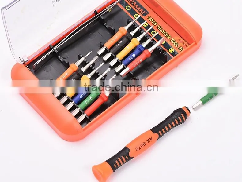 AK-9070 high precision 14pcs cell phone repair screwdriver set