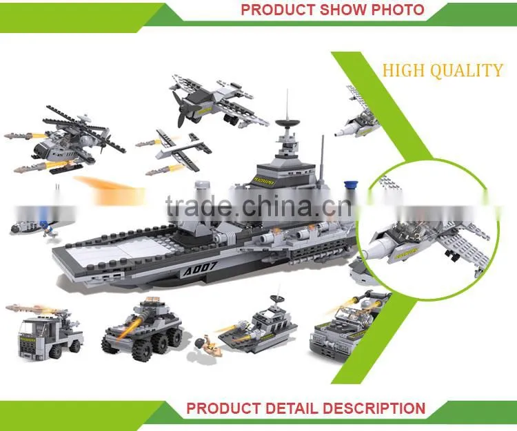 3 in 1 Wholesale diy child building blocks military model boat parts