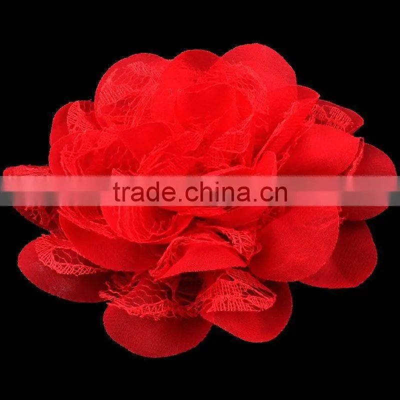 chiffon and lace flower clip for kids hair accessories for baby girl