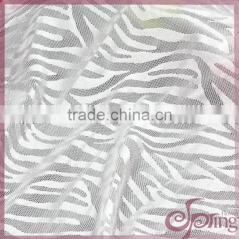 White zebra design shining soft elastic tricot lace, fashion swiss lace fabric