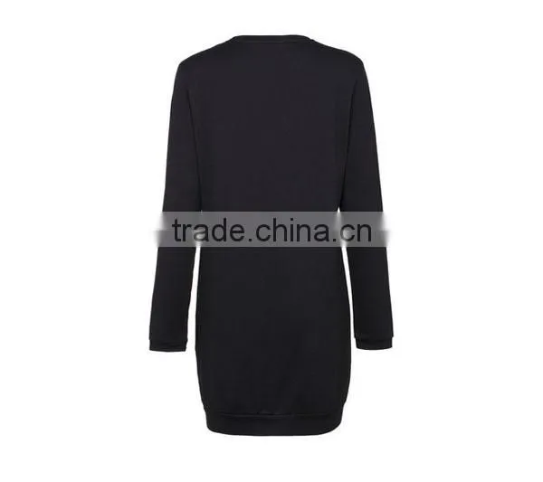 China supplier Women Woven Garment Factory ladies' close fit embroidered black long sleeve maxi dress