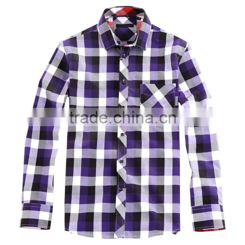 purple plaid hand-made shirt,designer men shirt
