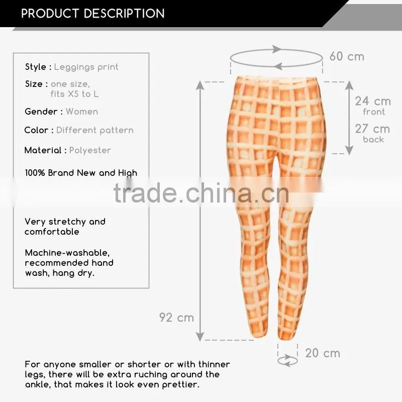2017 3D Women Printed Leggings for women Waffles pattern leggings fitness pants