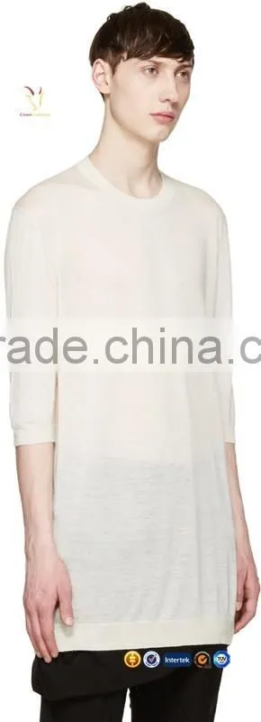 Fashionable New Design Half Sleeve Mens Long Cashmere Solid Color Sweaters