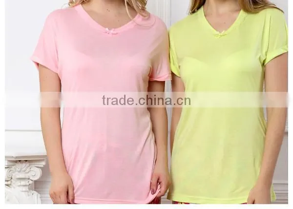 Latest summer styled 100%viscose soft fabric pajamas printed designs plus size women pyjamas set