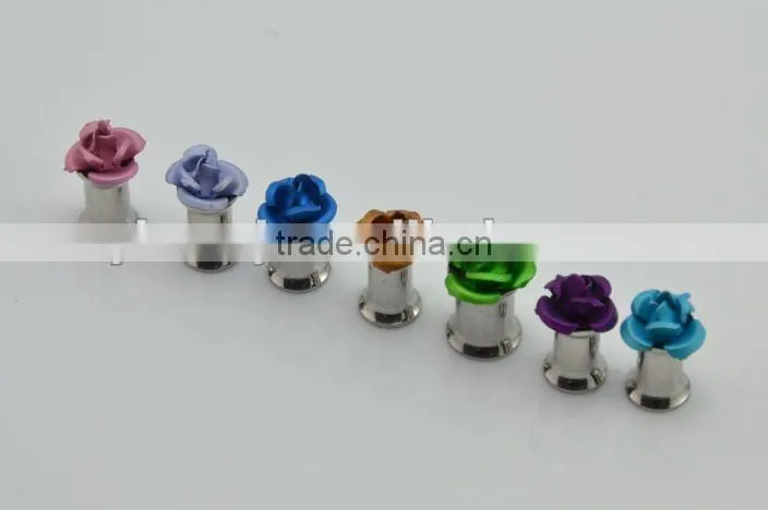 fashion surgical steel with feather pendant flesh tunnel