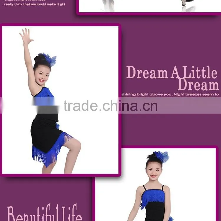 Girls Child Samba Tango Performance Skirt Suit Kids Sexy Camisole Tassel Latin Dance Dress