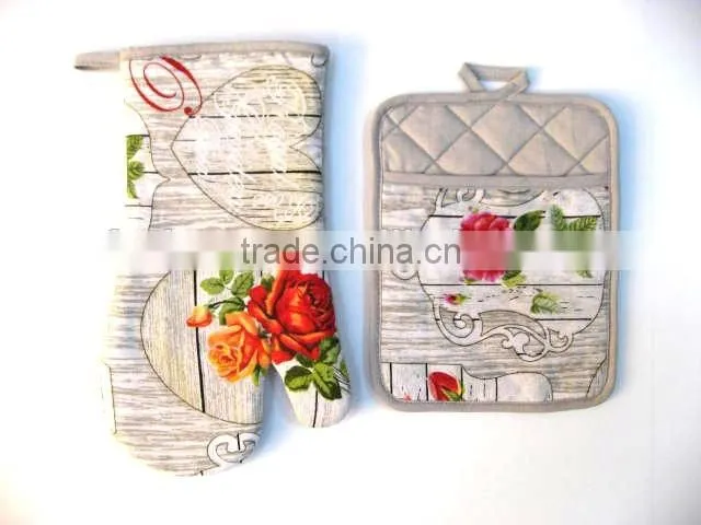 2 pcs kitchen set wooden flower pot holder, wooden oven glove