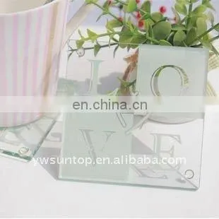 transparent love pattern wedding gifts souvenirs clear glass coaster decoration
