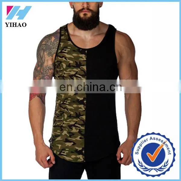 Yihao 2017 Customized trade pannel Vest y back Singlets Tank tops High quality Gym tops mens vest