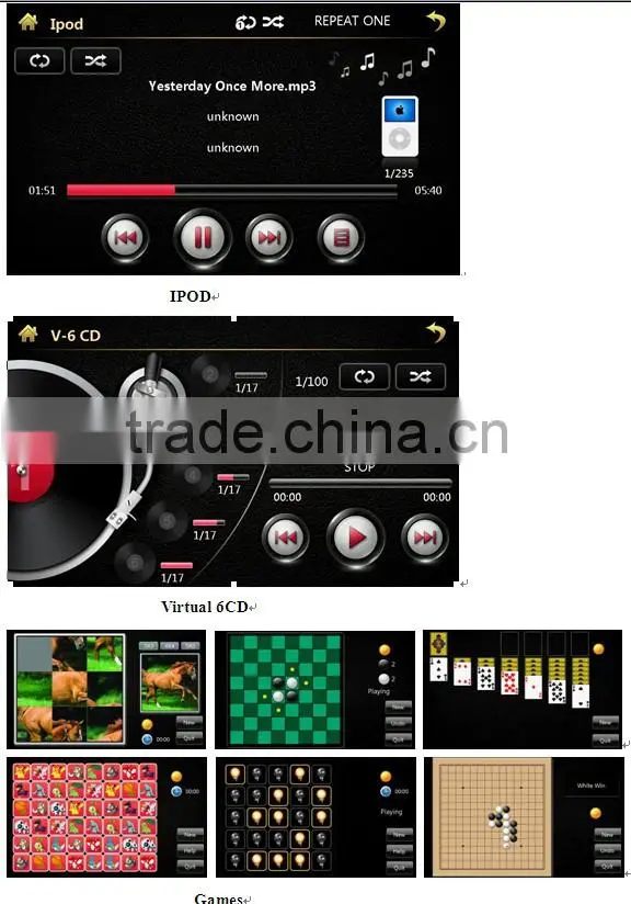 car multimedia and gps navigation for Suzuki Grand Vitara with SWC/Virtual 6CD/3G internet/ATV/iPod/720P RM/720P RMVB