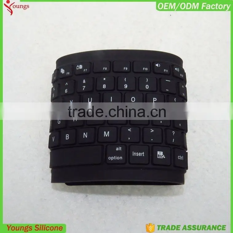 2016 Flexible Folding Silicone Rubber Wireless bluetooth Keyboard for PC Laptop iPad