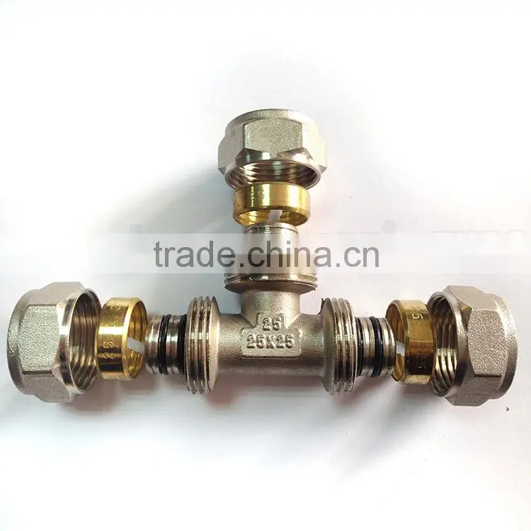 Pipe accessory brass forged union equal / male / female tee fitting with lead free