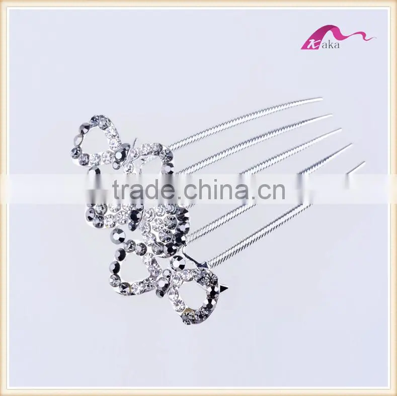 Top Quality Wedding Headwear Twinkle Crystal Bowknot Hair Combs For Women Hair Ornament