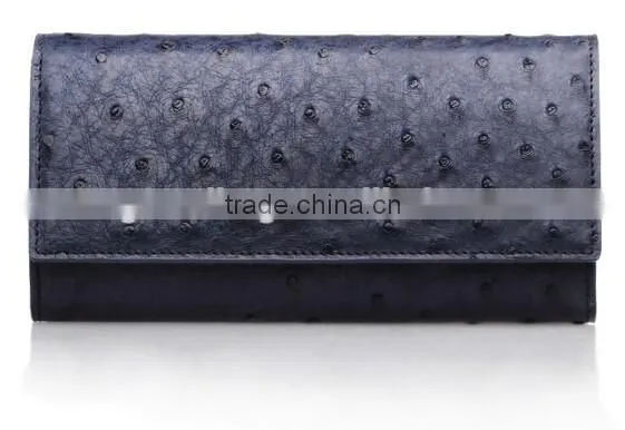 High Quality Customized Logo Genuine Real Ostrich leather Clutch Wallet for Women