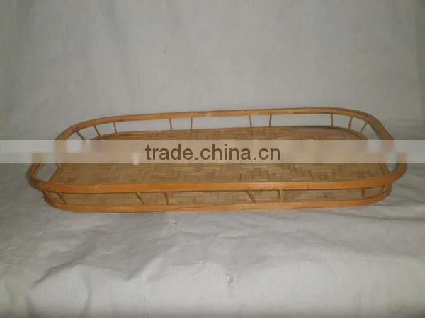 handwoven natural flat bamboo tray