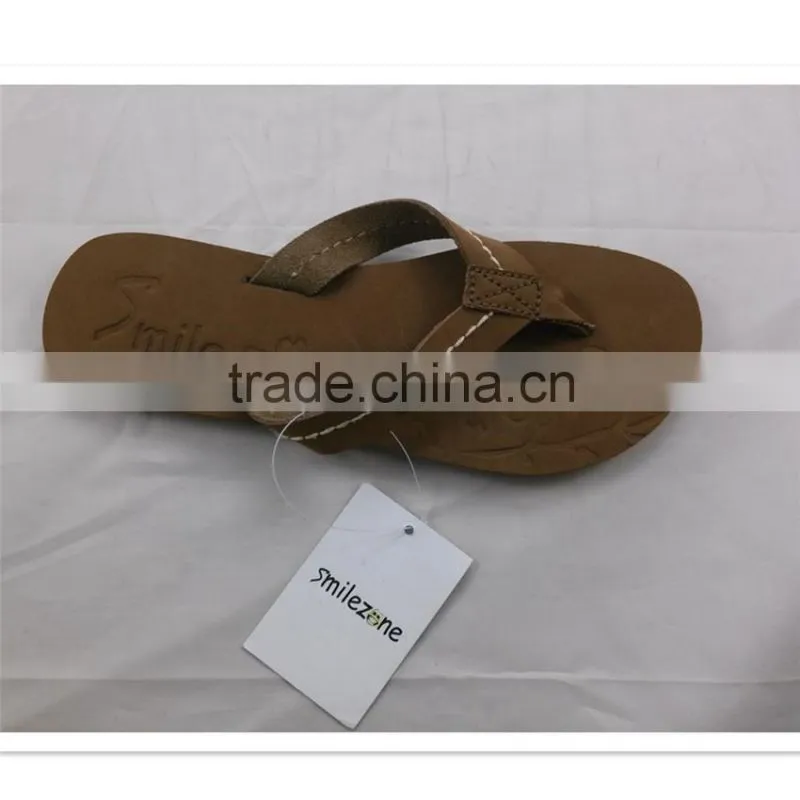 Crazy horse leather for men leather sole sandals