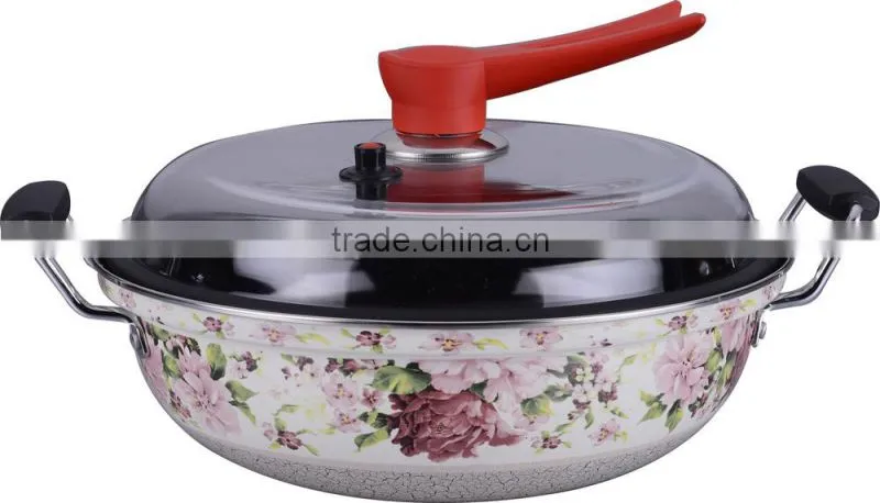 Popular enamel wok with long handle